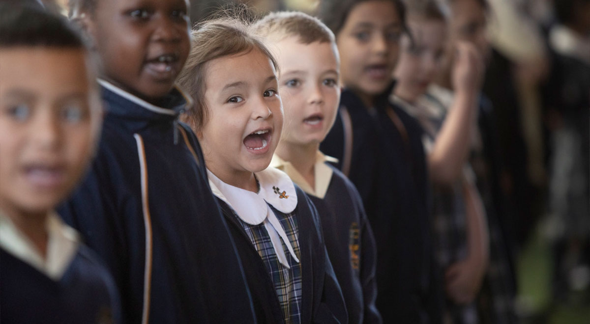 Happy St Francis students at assembly