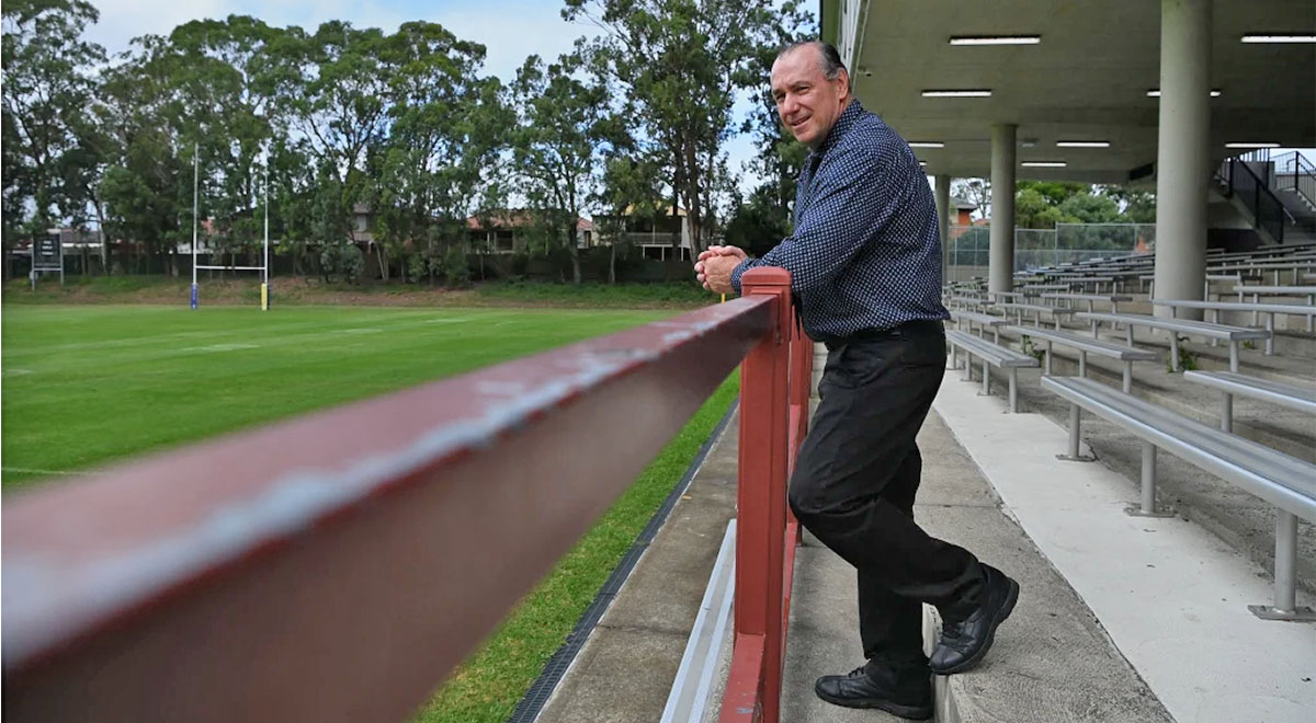 Patrician Brothers head of rugby league Greg Beacroft at the school’s playing field.